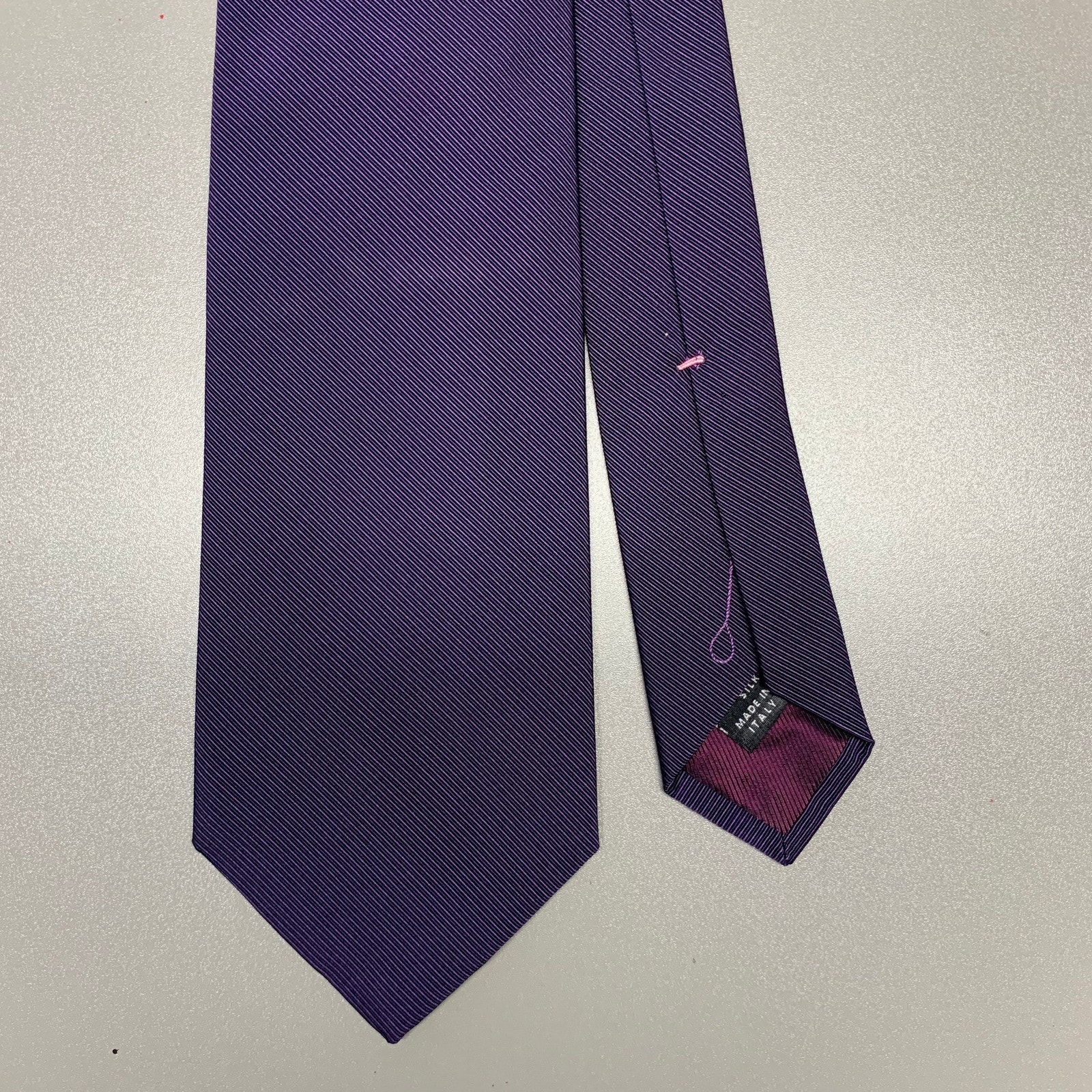 Borrelli Navy Red Diagonal Stripe Silk Tie